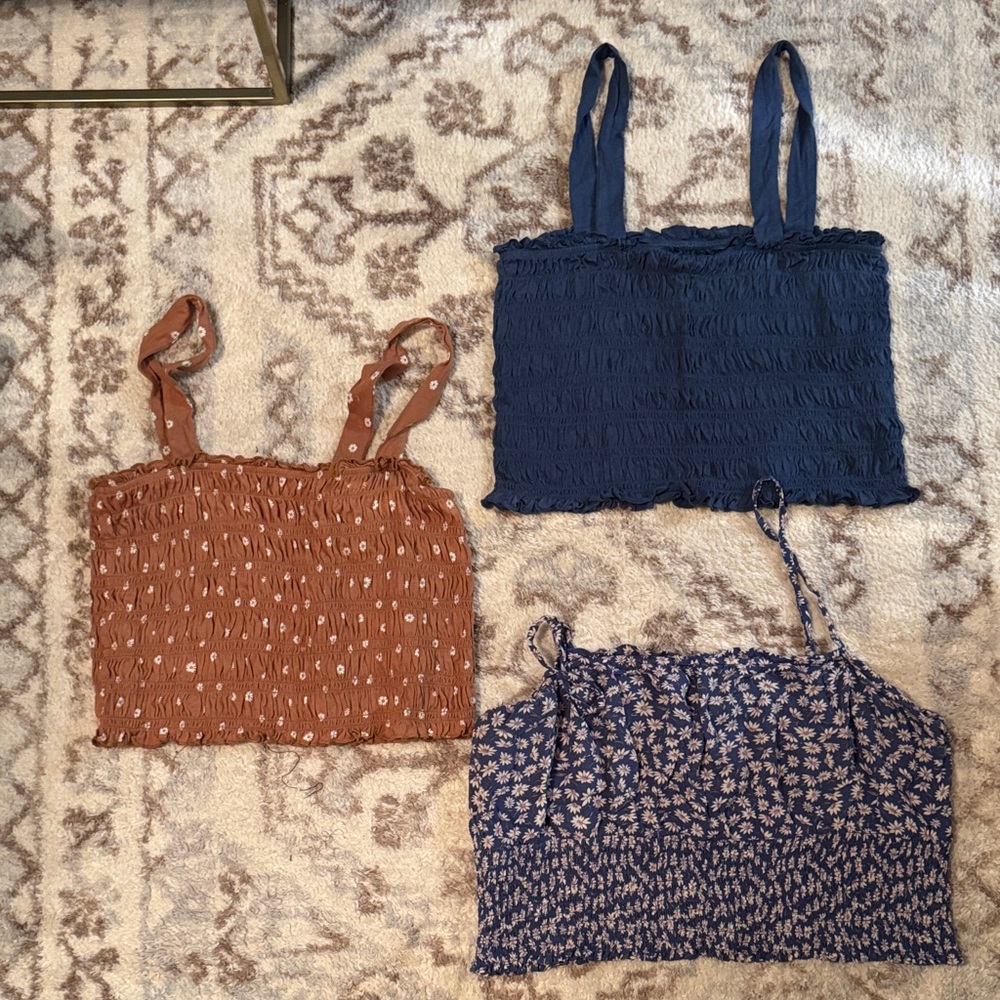 Women's Smocked Tank Tops - Blue, Brown, and Patterned